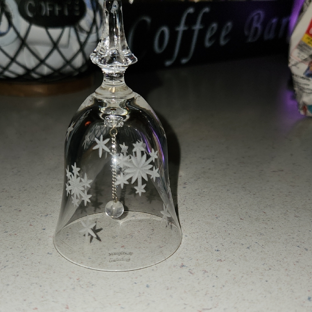 Etched Glass Bell with Starburst Motif